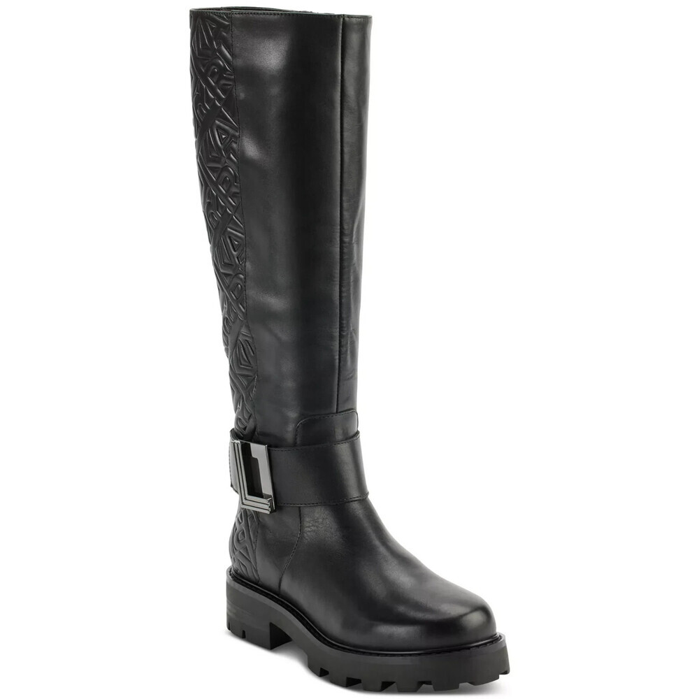 Karl Lagerfeld Paris Meara Boots Women's US 8 Black Quilted Knee High LION665